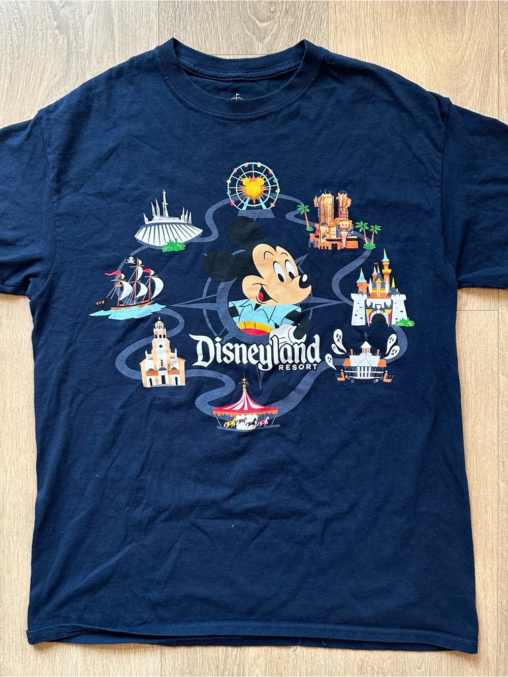 Disney Disneyland Resort Mickey Park Icons Tee - Navy with Multicolor Print